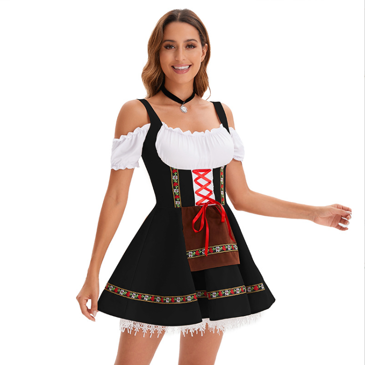 Traditional Bavarian Dirndl Dress Off-Shoulder Festival Costume